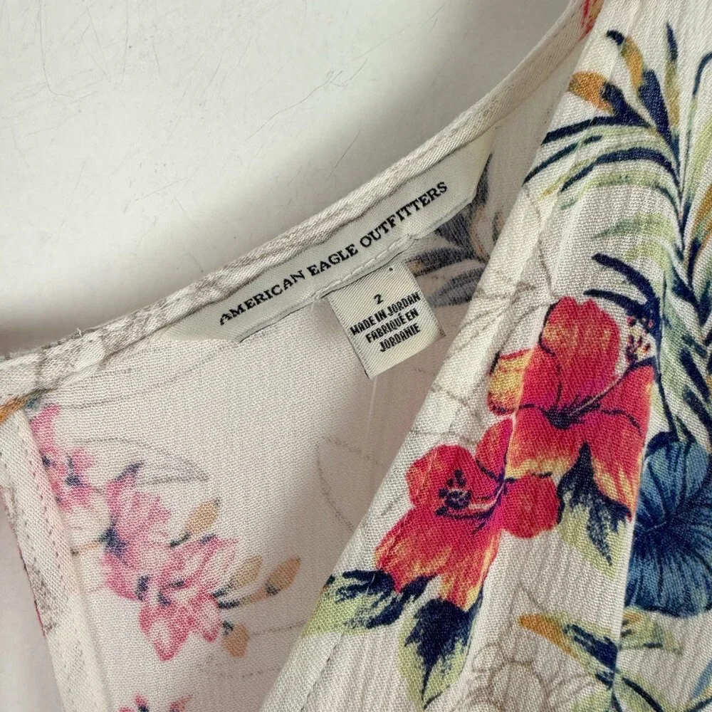 NWT American Eagle Floral Kimono Romper Dress Botanical Maxi Size 2 NEW - Picture 7 of 16